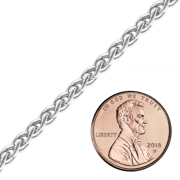 Bulk / Spooled Classic Wheat Chain in Sterling Silver (2.40 mm - 4.00 mm)