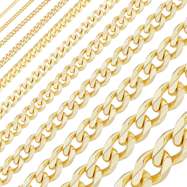 Bulk / Spooled Classic Curb Chain in 14K & 18K Yellow Gold (1.23 mm - 11.00 mm)