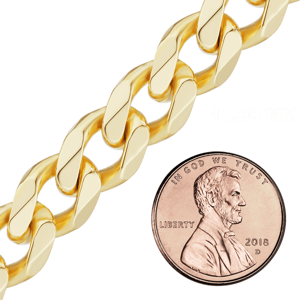 Bulk / Spooled Curb Chain in 10K Yellow Gold (Cuban) (3.40 mm - 11.00 mm)