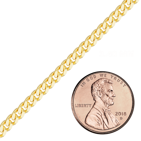 Bulk / Spooled Curb Chain in 10K Yellow Gold (Cuban) (3.40 mm - 9.00 mm)