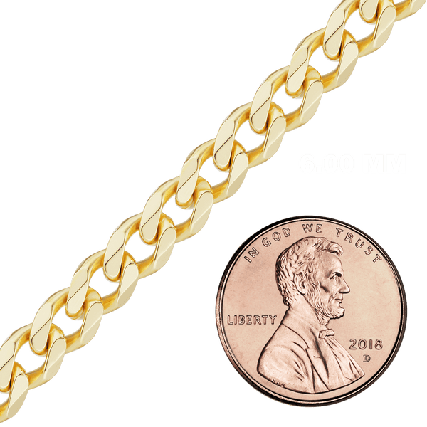 Bulk / Spooled Semi-Solid Curb Chain in 14K Yellow Gold (1.80 mm - 7.30 mm)