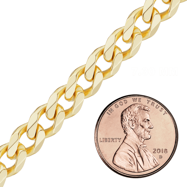 Bulk / Spooled Hollow Curb Chain in 14K Yellow Gold (6.00 mm - 7.30 mm)