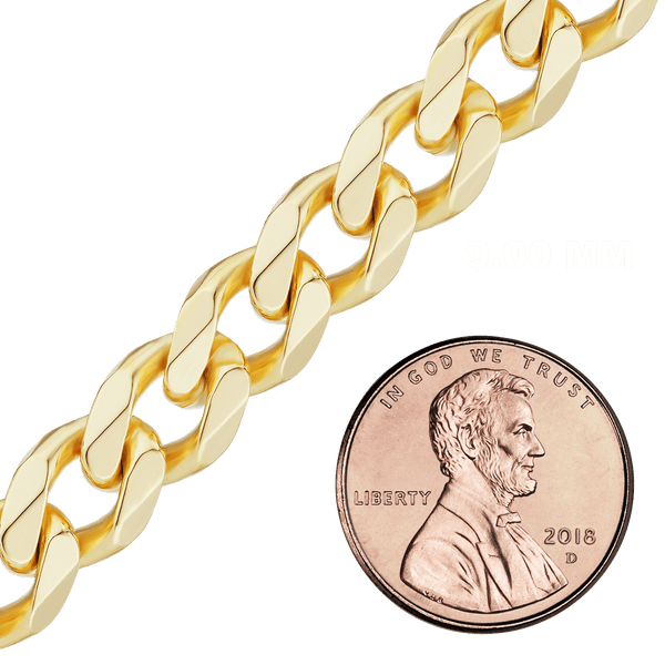 Bulk / Spooled Curb Chain in 10K Yellow Gold (Cuban) (3.40 mm - 9.00 mm)