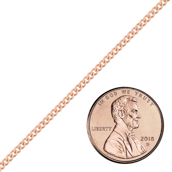 Bulk / Spooled Classic Curb Chain in 14K Pink Gold (1.23 mm - 3.40 mm)