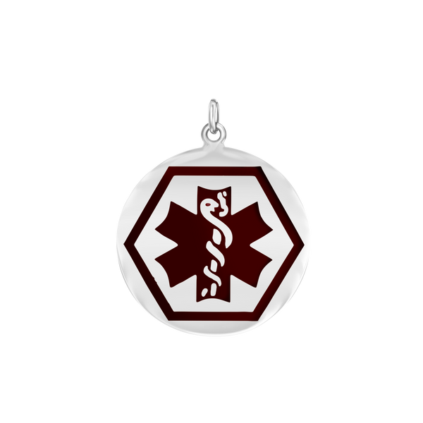 Medical Alert Charm in Sterling Silver (30 x 25mm)