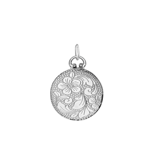 Round Half Locket in Sterling Silver (25 x 19 mm)