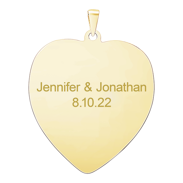 14K Yellow Gold Heart Disc Charm With Optional Engraving (.025" thickness)