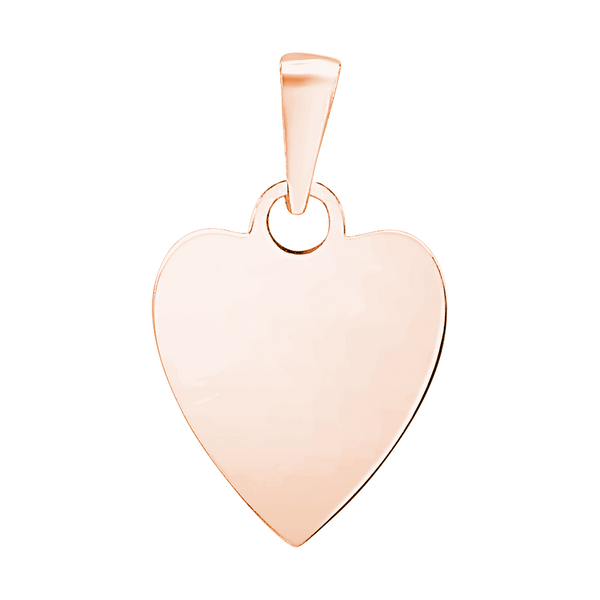 Sterling Silver 18K Pink Gold Finish Heart Disc Charm With Optional Engraving (.030" thickness)