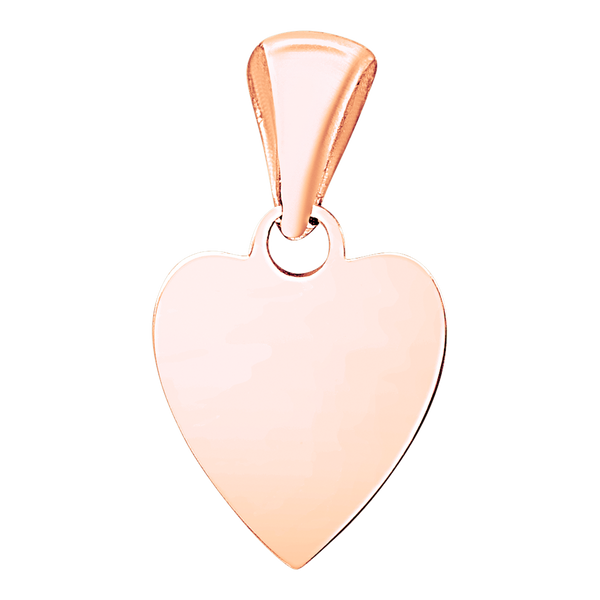 Sterling Silver 18K Pink Gold Finish Heart Disc Charm With Optional Engraving (.030" thickness)