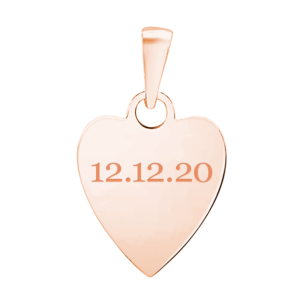 Sterling Silver 18K Pink Gold Finish Heart Disc Charm With Optional Engraving (.030" thickness)