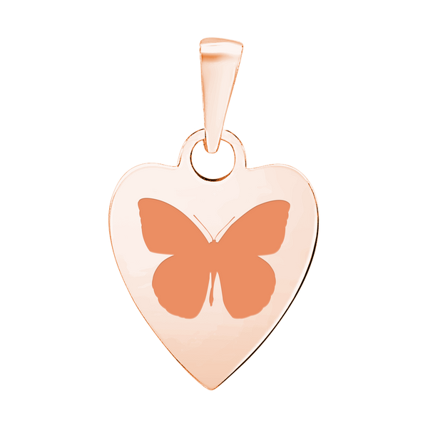 Sterling Silver 18K Pink Gold Finish Heart Disc Charm With Optional Engraving (.030" thickness)