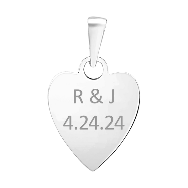 Sterling Silver Heart Disc Charm With Optional Engraving (.030" thickness)