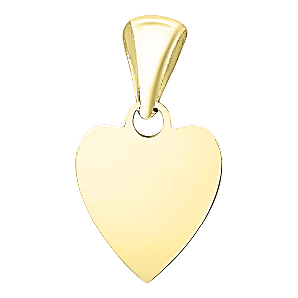 14K Yellow Gold Heart Disc Charm With Optional Engraving (.025" thickness)