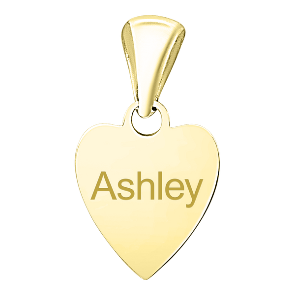 14K Yellow Gold Heart Disc Charm With Optional Engraving (.025" thickness)