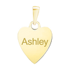 Sterling Silver 18K Yellow Gold Finish Heart Disc Charm With Optional Engraving (.030" thickness)