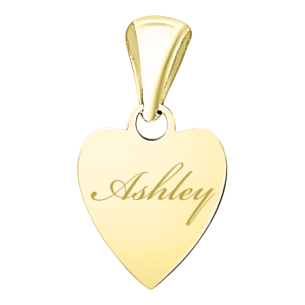 Sterling Silver 18K Yellow Gold Finish Heart Disc Charm With Optional Engraving (.030" thickness)