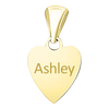 Sterling Silver 18K Yellow Gold Finish Heart Disc Charm With Optional Engraving (.030" thickness)