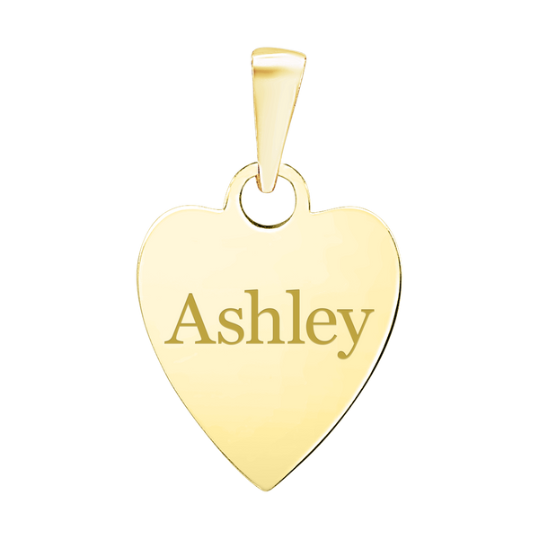 Sterling Silver 18K Yellow Gold Finish Heart Disc Charm With Optional Engraving (.030" thickness)