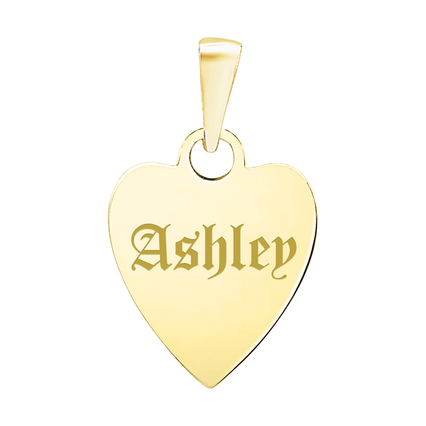 14K Yellow Gold Heart Disc Charm With Optional Engraving (.025" thickness)