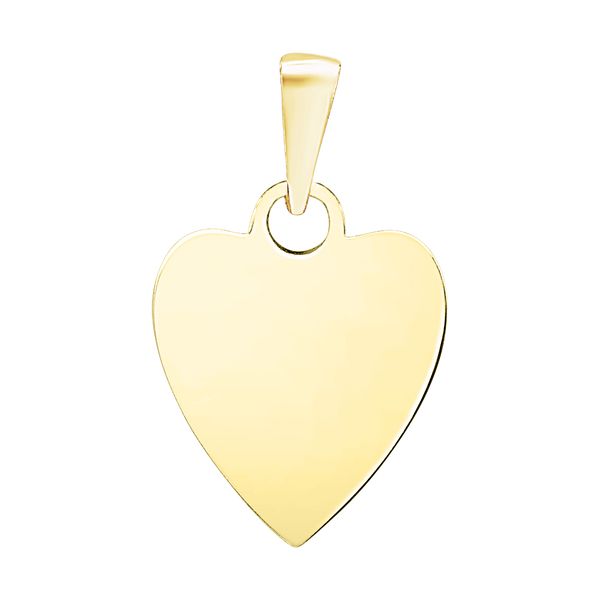 14K Yellow Gold Heart Disc Charm With Optional Engraving (.025" thickness)