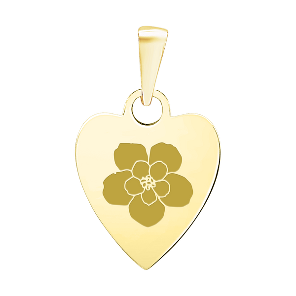 14K Yellow Gold Heart Disc Charm With Optional Engraving (.025" thickness)
