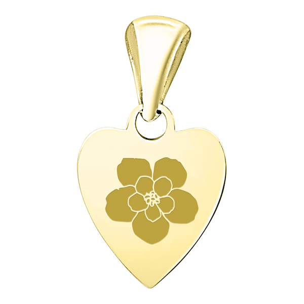 Sterling Silver 18K Yellow Gold Finish Heart Disc Charm With Optional Engraving (.030" thickness)