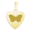 Sterling Silver 18K Yellow Gold Finish Heart Disc Charm With Optional Engraving (.030" thickness)