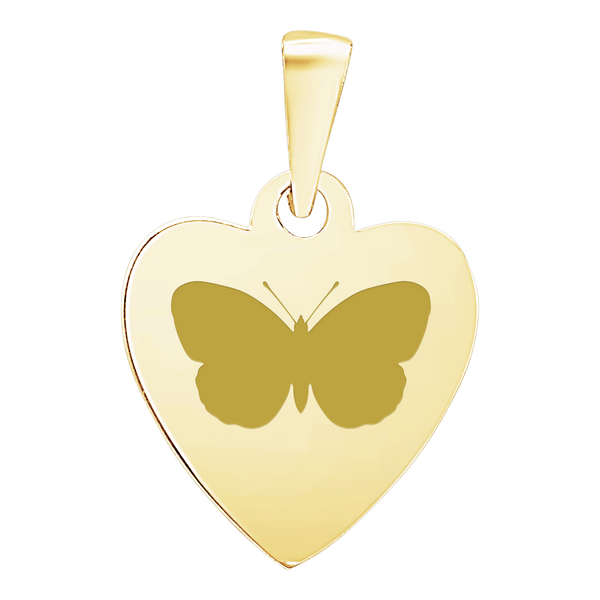 14K Yellow Gold Heart Disc Charm With Optional Engraving (.025" thickness)