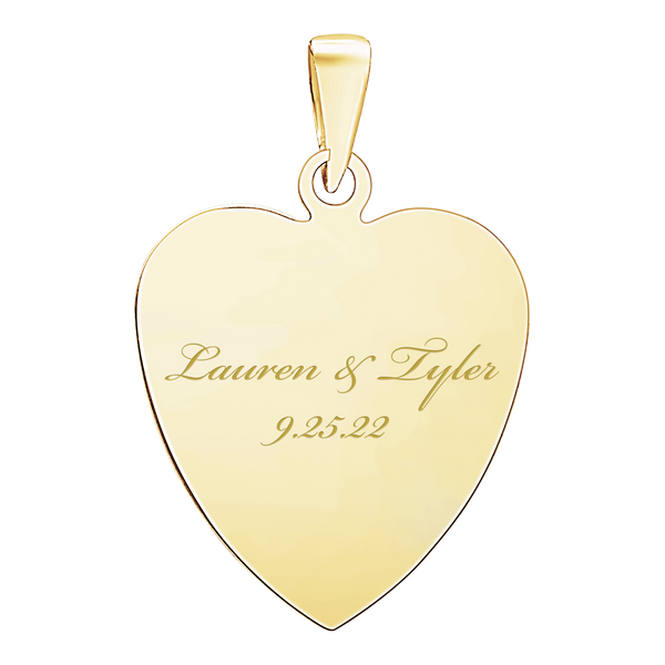 14K Yellow Gold Heart Disc Charm With Optional Engraving (.025" thickness)