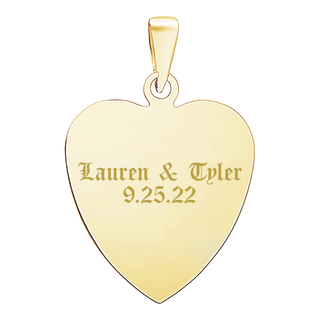 Sterling Silver 18K Yellow Gold Finish Heart Disc Charm With Optional Engraving (.030" thickness)