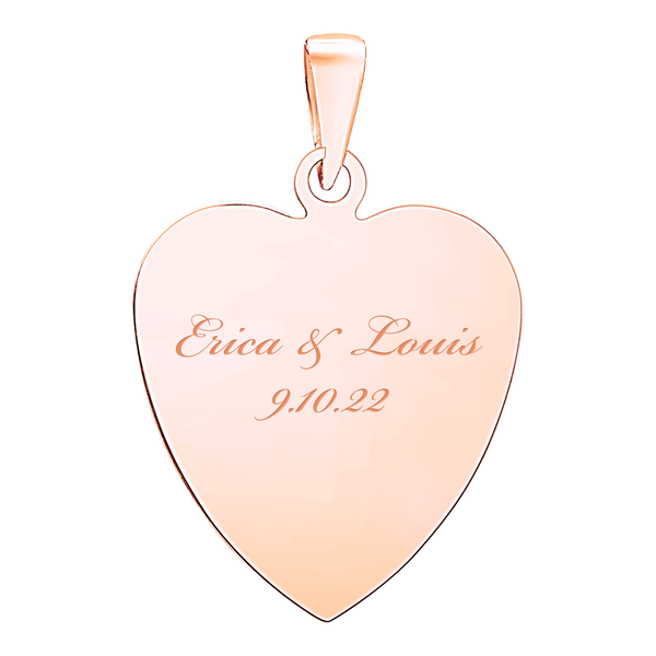 Sterling Silver 18K Pink Gold Finish Heart Disc Charm With Optional Engraving (.030" thickness)