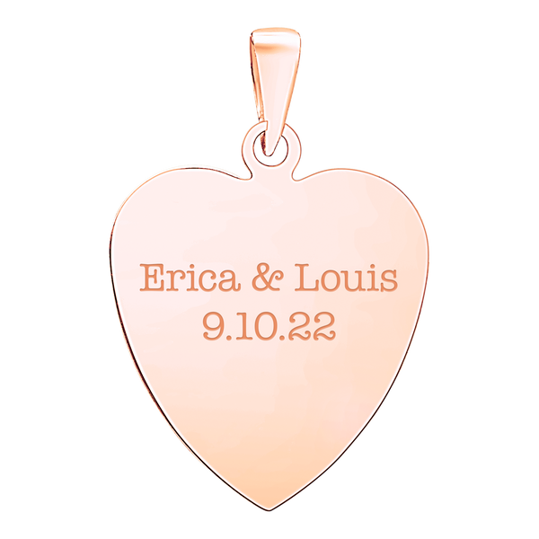 Sterling Silver 18K Pink Gold Finish Heart Disc Charm With Optional Engraving (.030" thickness)