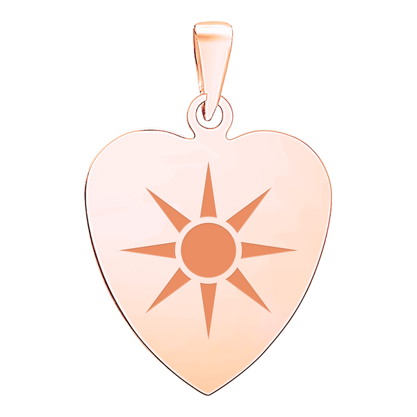 Sterling Silver 18K Pink Gold Finish Heart Disc Charm With Optional Engraving (.030" thickness)