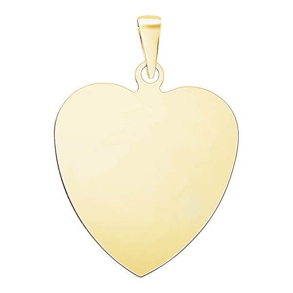 14K Yellow Gold Heart Disc Charm With Optional Engraving (.025" thickness)