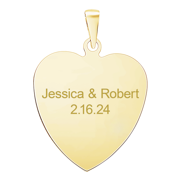 Sterling Silver 18K Yellow Gold Finish Heart Disc Charm With Optional Engraving (.030" thickness)