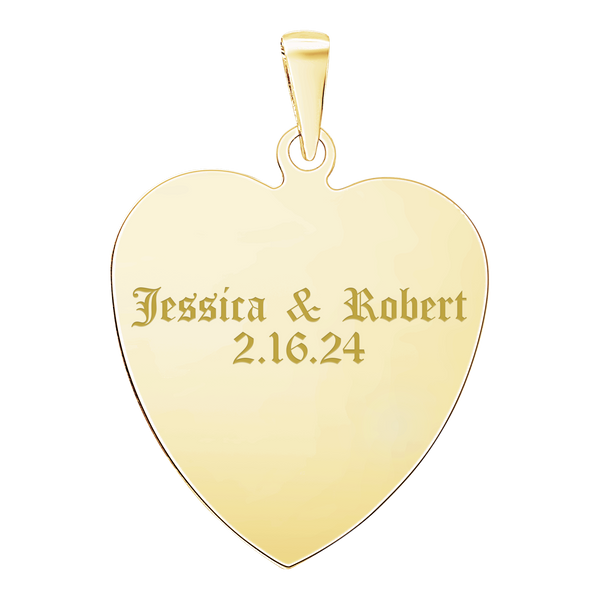 14K Yellow Gold Heart Disc Charm With Optional Engraving (.025" thickness)