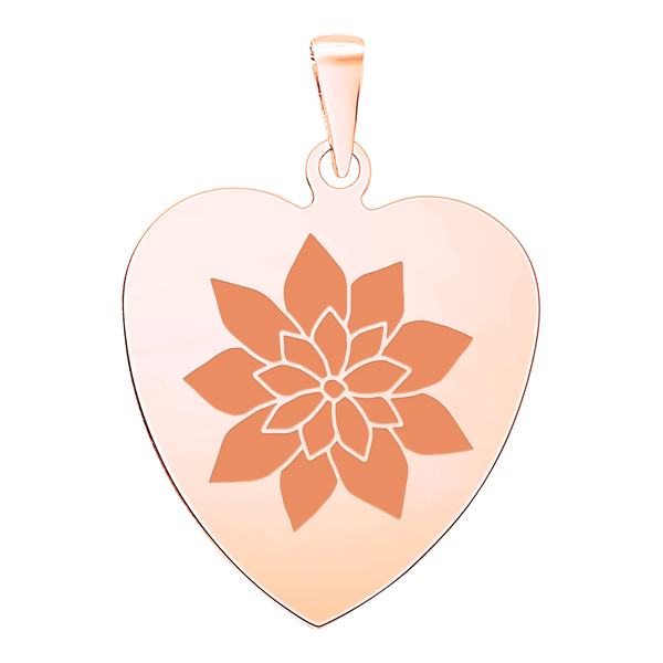 Sterling Silver 18K Pink Gold Finish Heart Disc Charm With Optional Engraving (.030" thickness)