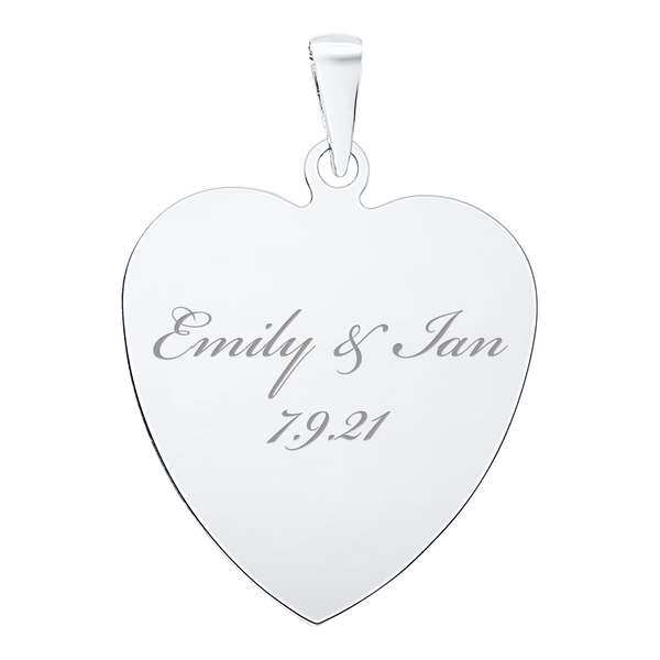 Sterling Silver Heart Disc Charm With Optional Engraving (.030" thickness)