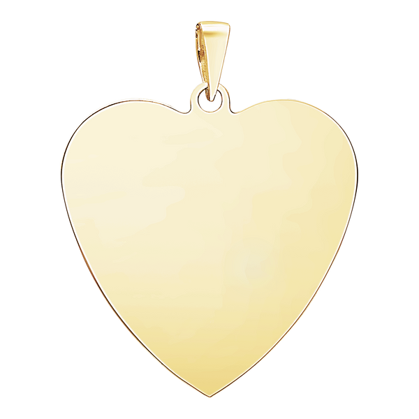 14K Yellow Gold Heart Disc Charm With Optional Engraving (.025" thickness)