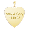 14K Yellow Gold Heart Disc Charm With Optional Engraving (.025" thickness)