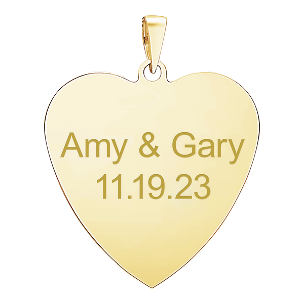 Sterling Silver 18K Yellow Gold Finish Heart Disc Charm With Optional Engraving (.030" thickness)