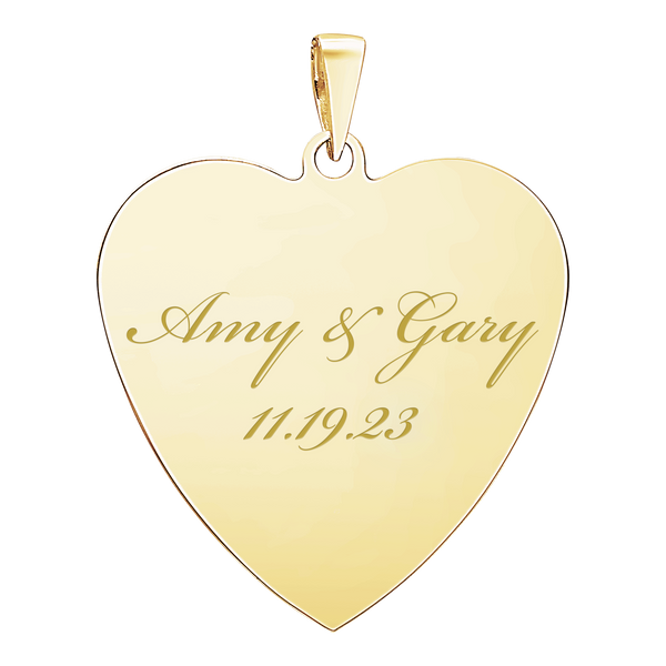 14K Yellow Gold Heart Disc Charm With Optional Engraving (.025" thickness)