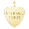 Sterling Silver 18K Yellow Gold Finish Heart Disc Charm With Optional Engraving (.030" thickness)