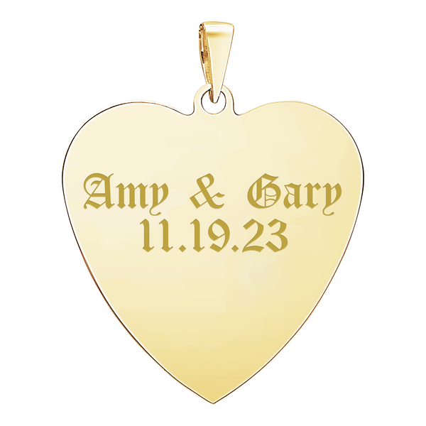 Sterling Silver 18K Yellow Gold Finish Heart Disc Charm With Optional Engraving (.030" thickness)