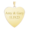 14K Yellow Gold Heart Disc Charm With Optional Engraving (.025" thickness)