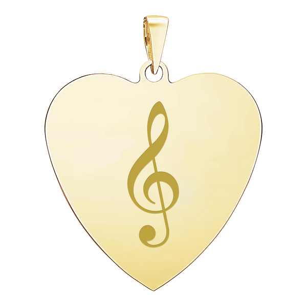 14K Yellow Gold Heart Disc Charm With Optional Engraving (.025" thickness)