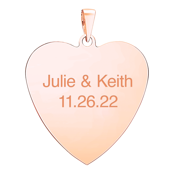 Sterling Silver 18K Pink Gold Finish Heart Disc Charm With Optional Engraving (.030" thickness)