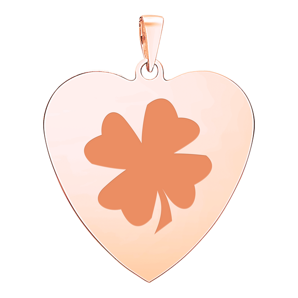 Sterling Silver 18K Pink Gold Finish Heart Disc Charm With Optional Engraving (.030" thickness)