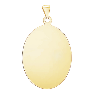 Sterling Silver 18K Yellow Gold Finish Oval Disc Charm With Optional Engraving (.030" thickness)