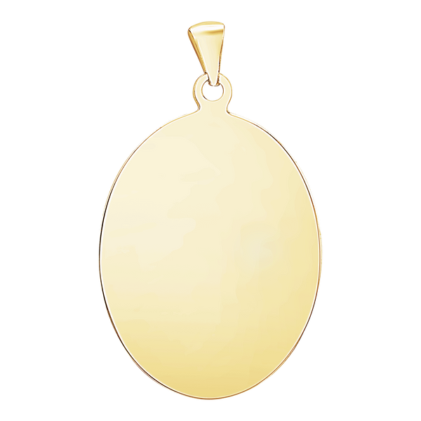 Sterling Silver 18K Yellow Gold Finish Oval Disc Charm With Optional Engraving (.030" thickness)